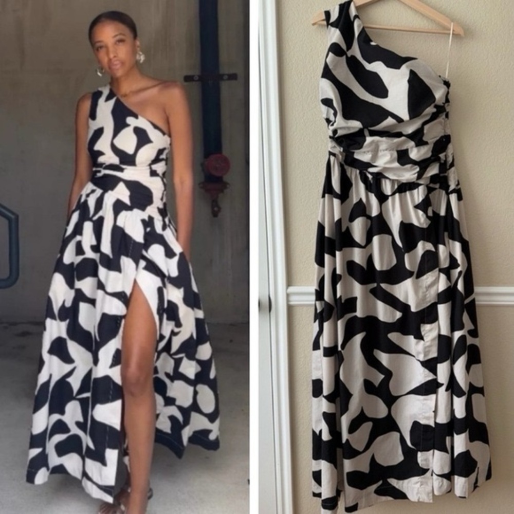 Abercrombie & Fitch Black and White One-Shoulder Cutout Maxi Dress - XS - Picture 1 of 3
